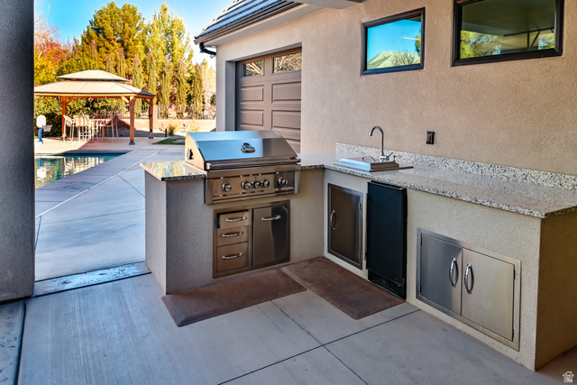 1283 North Gallen Road Santa Clara, UT 84765 - Photo 53 of 103 View of built-in outdoor kitchen patio / terrace with a gazebo and area for grilling