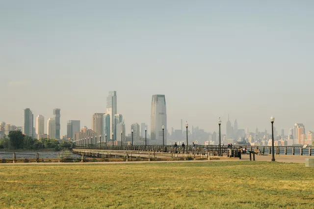 an outdoor space with garden and trees