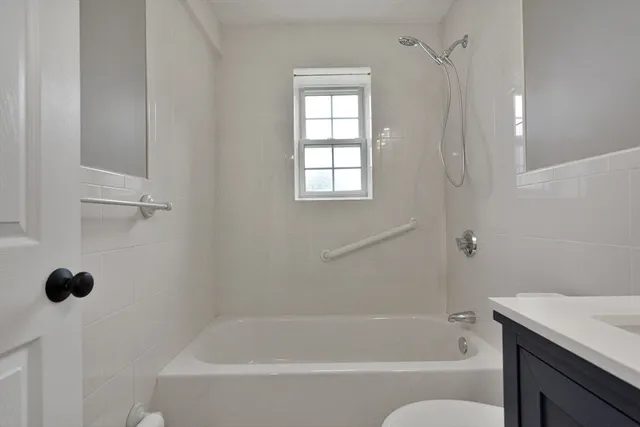 a bathroom with a tub