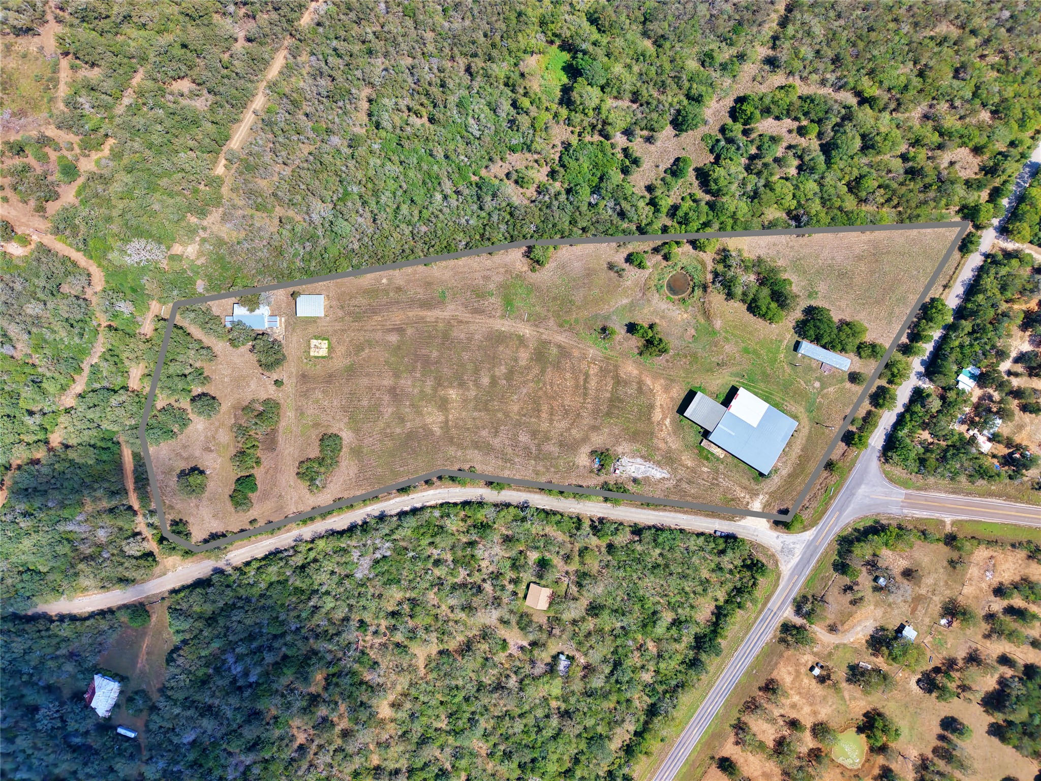 2035 Jeddo Road Rosanky, TX 78953 - Photo 5 of 15 Aerial view of property and surrounding area with rural landscape