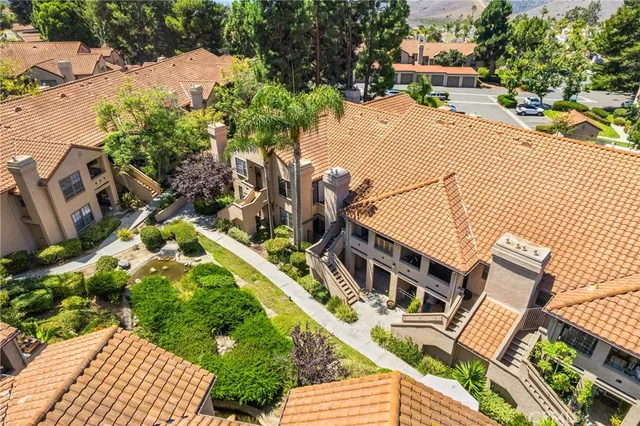 an aerial view of a house