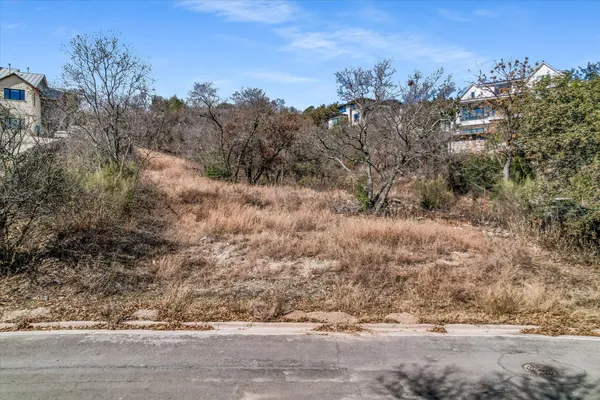 a view of a yard with mountain view