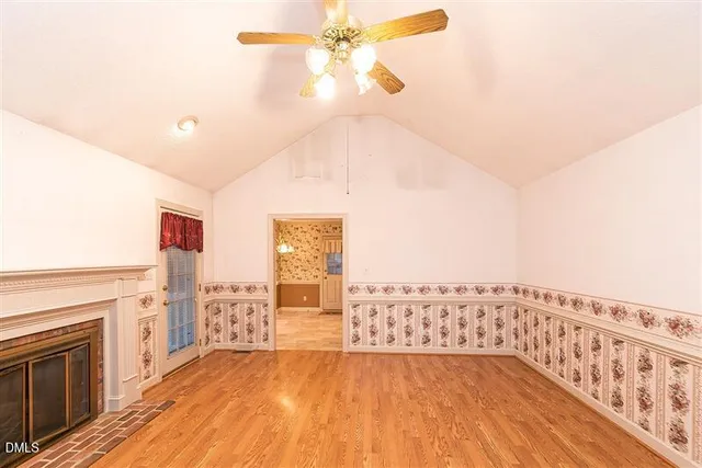a view of a livingroom with a fireplace