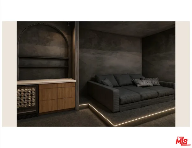 a black and white photo of a living room