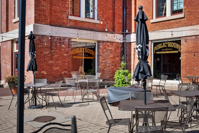 a view of an outdoor seating area