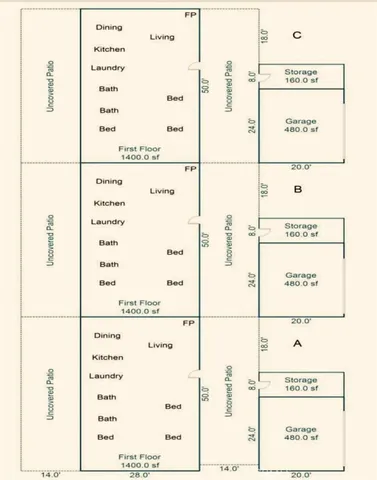 an aerial view of multiple house
