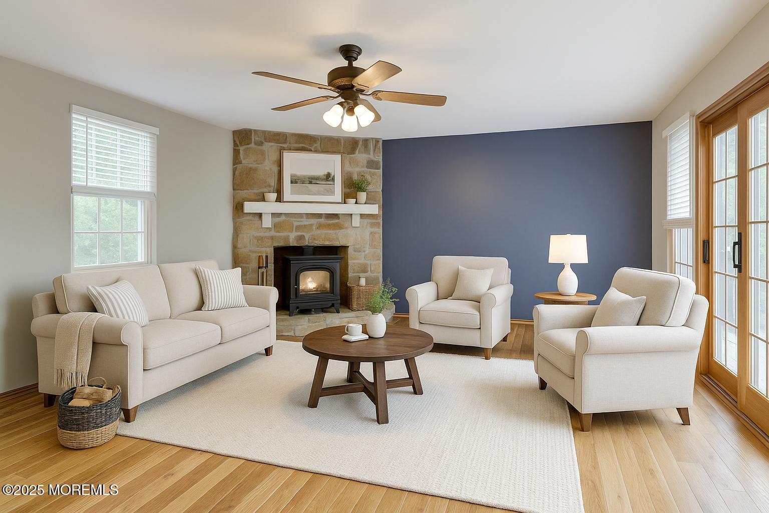 143 Siloam Road Freehold, NJ 07728 - Photo 8 of 55 a living room with furniture a fireplace and a flat screen tv