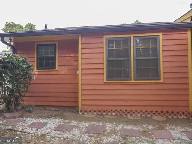 a view of a house with a small window