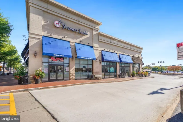 a front view of a building with street
