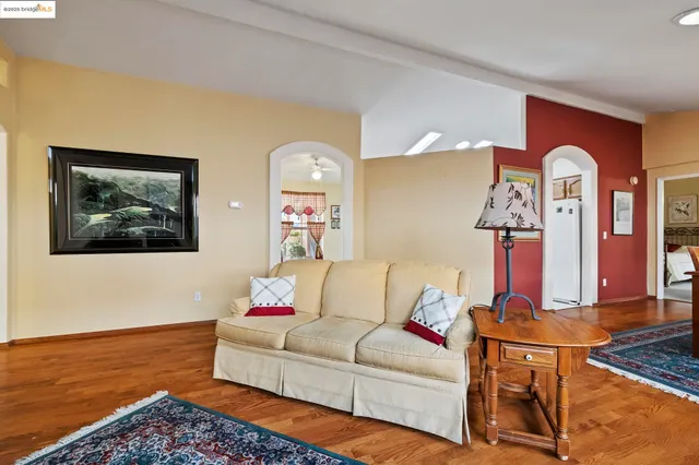 a living room with furniture