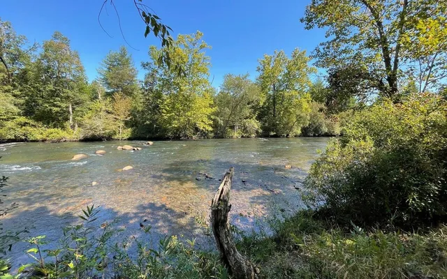 a view of a lake with outdoor space