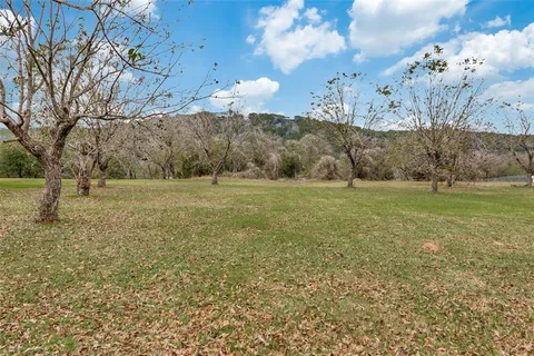 a view of outdoor space with green field and trees