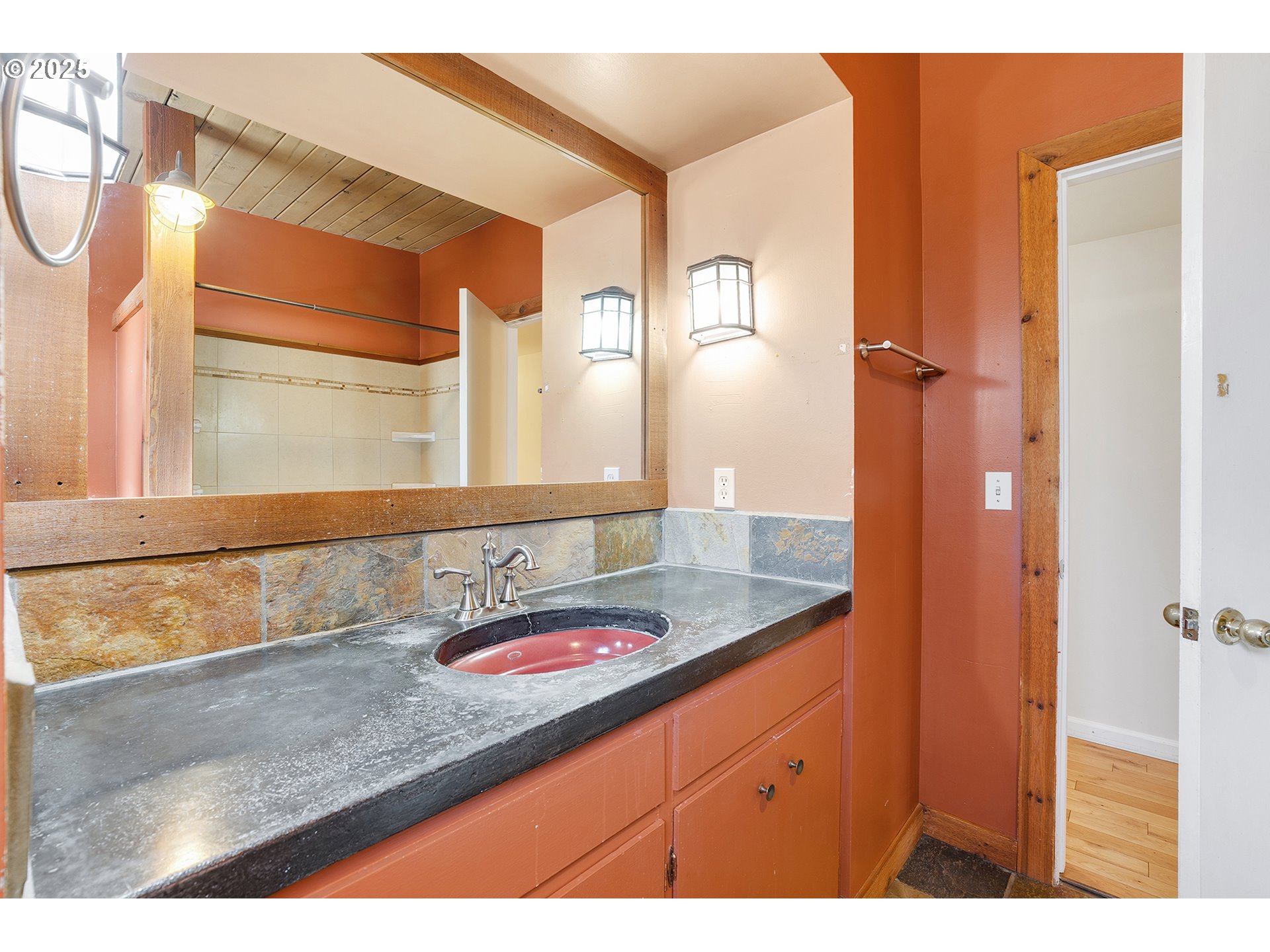 12950 South New Era Road Oregon City, OR 97045 - Photo 12 of 45 a bathroom with a granite countertop sink and a mirror
