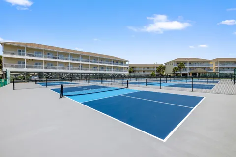 a view of a city with lawn chairs