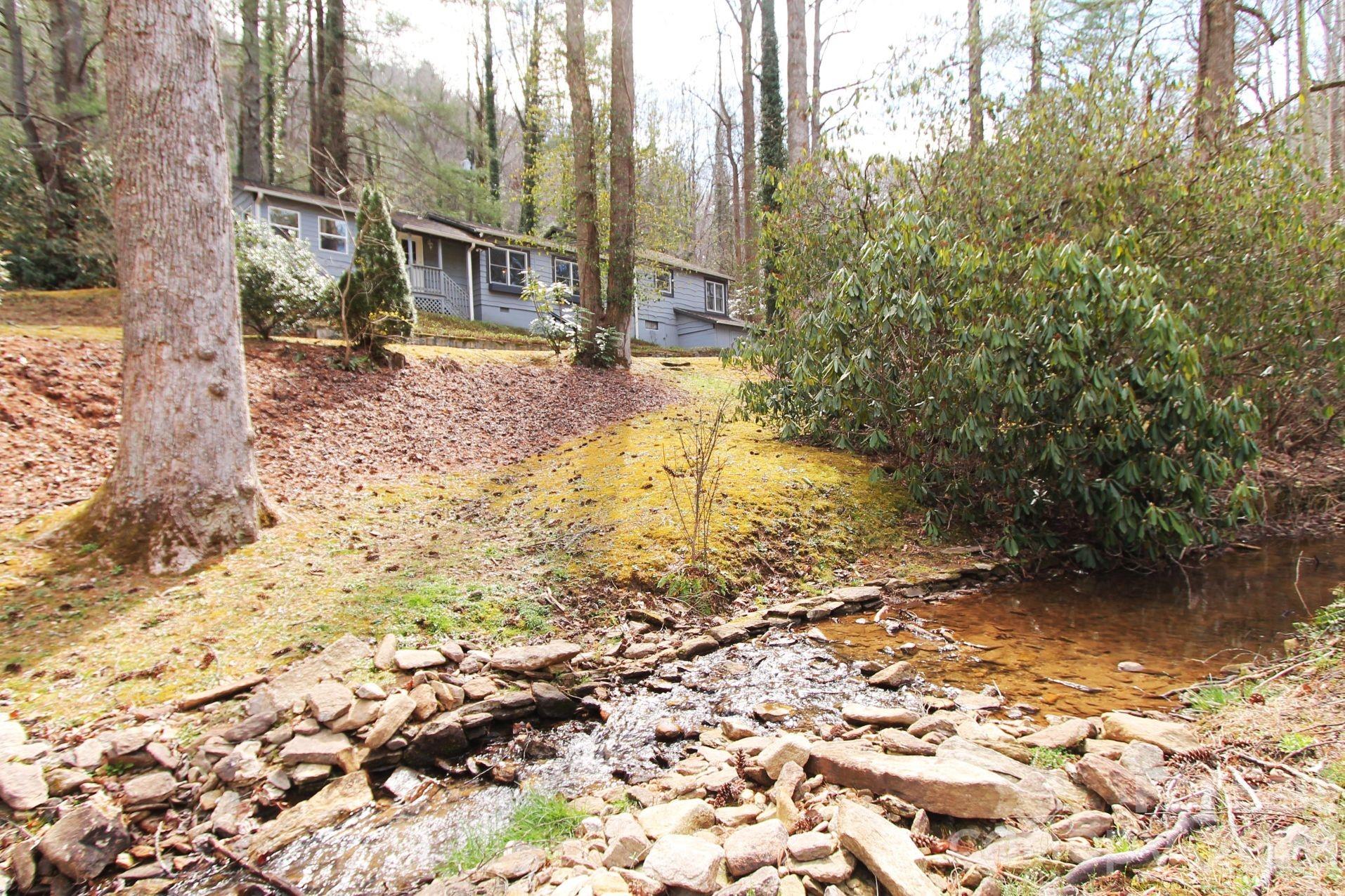407 Turley Falls Road Hendersonville, NC 28739 - Photo 1 of 28 a view of a yard with plants and large trees