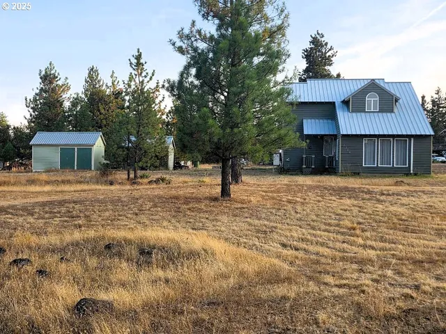 a view of a big yard with large trees