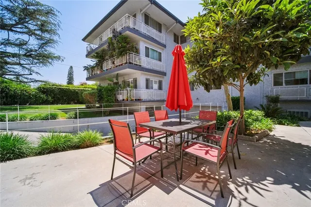 a view of a garden with a pathway