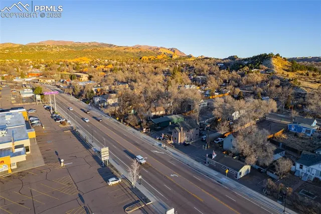 a view of city and mountain