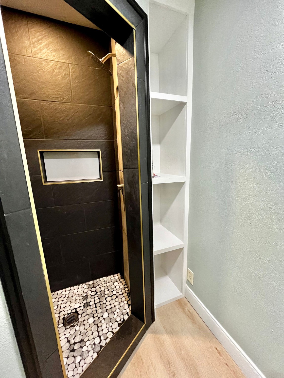 4622 Hill Side Lane Needville, TX 77461 - Photo 15 of 19 a bathroom with a glass door shower and a sink