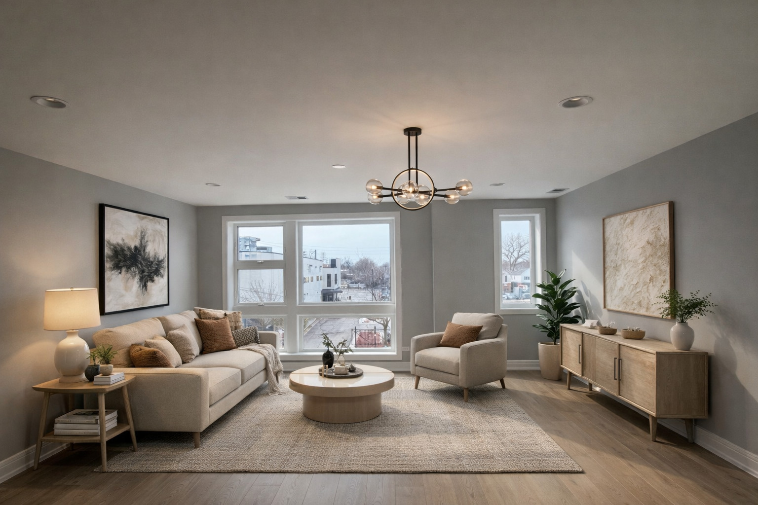 2622 West Adams Street, Unit 3 Chicago, IL 60612 - Photo 2 of 26 a living room with furniture and a chandelier