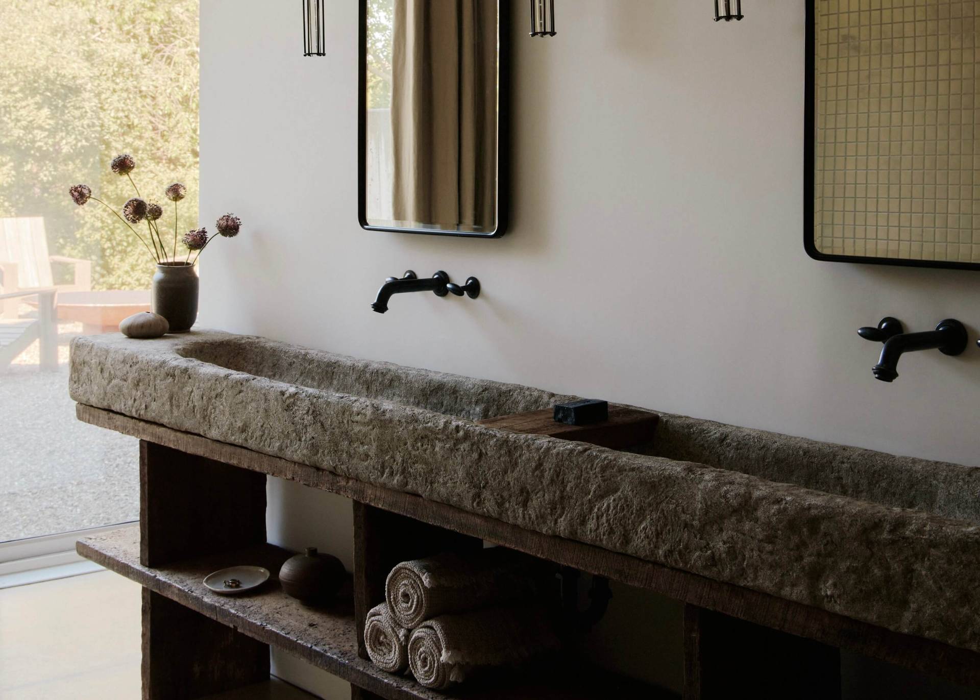 78 Windmill Lane Bridgehampton, NY 11932 - Photo 27 of 32 a bathroom with a granite countertop sink and a mirror