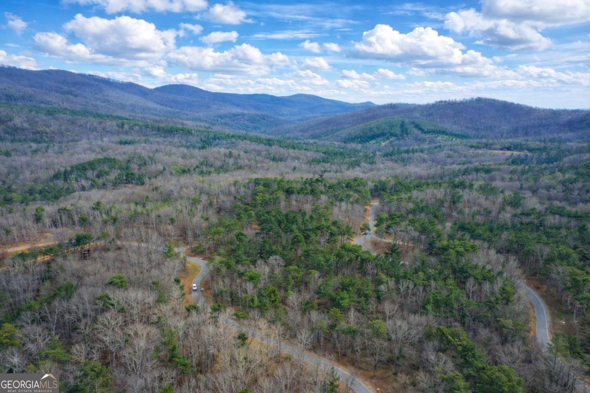 a view of a lush green hillside and a houses
