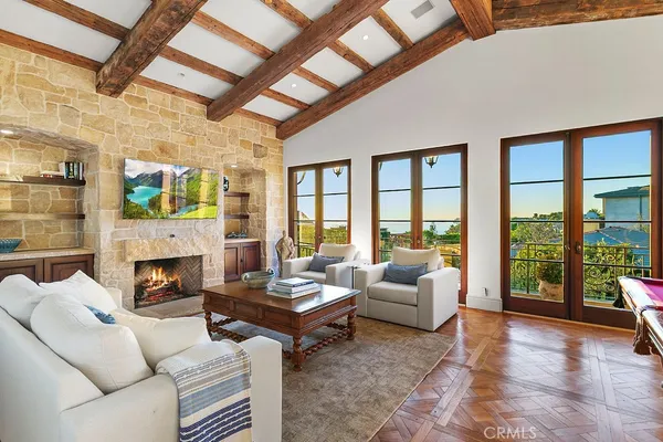 a view of a lake in middle of the town