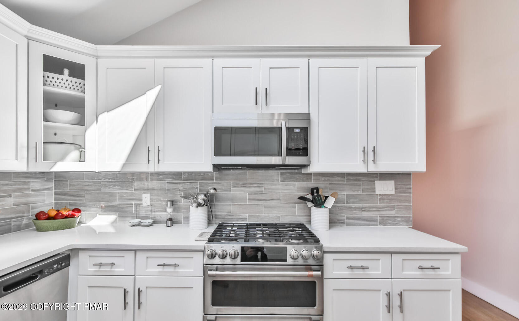 324 Remington Road East Stroudsburg, PA 18301 - Photo 10 of 35 a kitchen with granite countertop white cabinets and white appliances