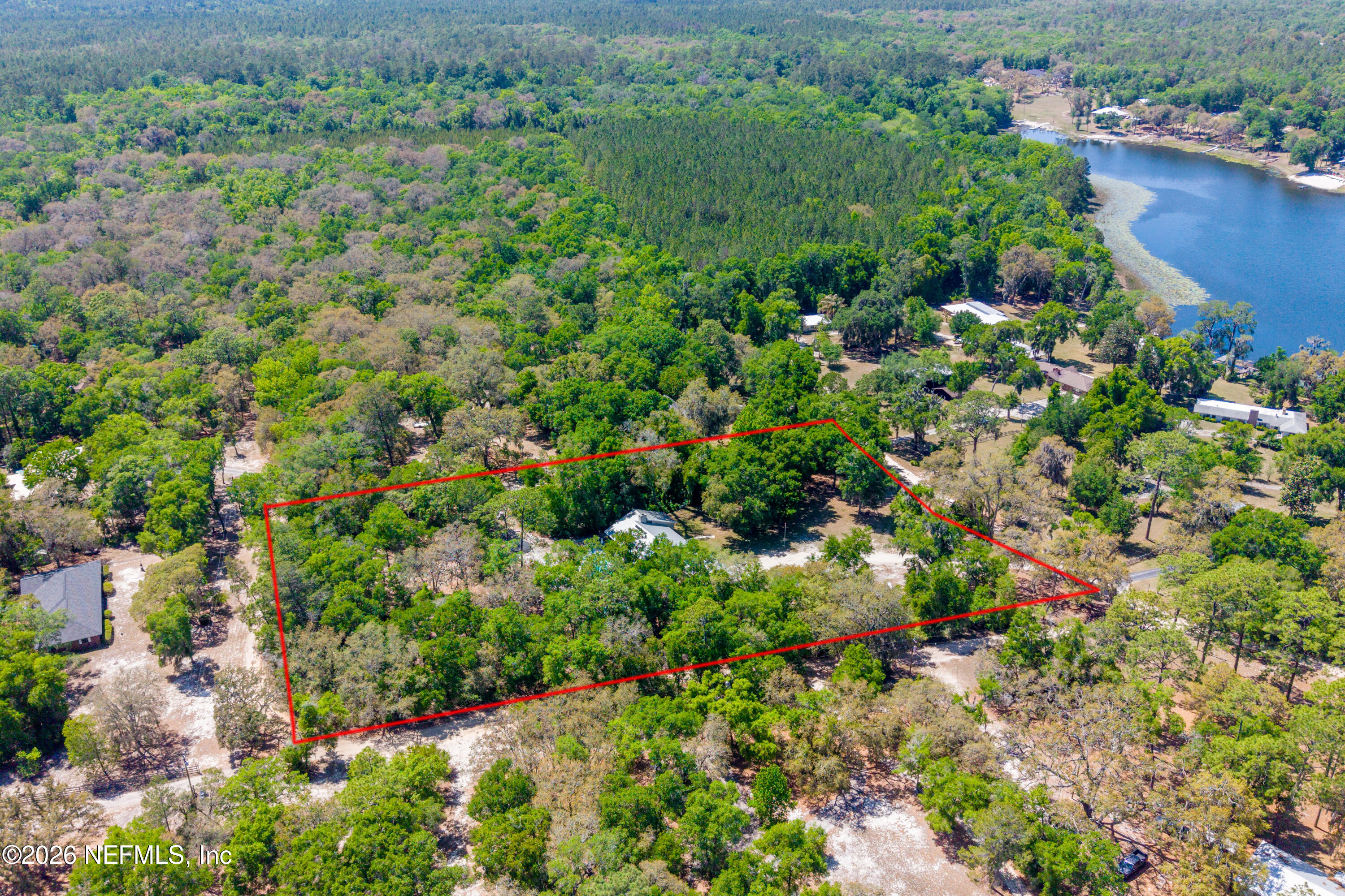 6519 Neale Road Melrose, FL 32666 - Photo 43 of 48 an aerial view of residential house with outdoor space and trees all around