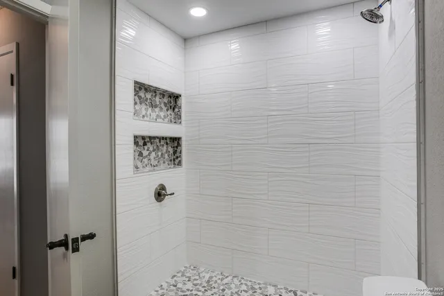 a bathroom with a shower