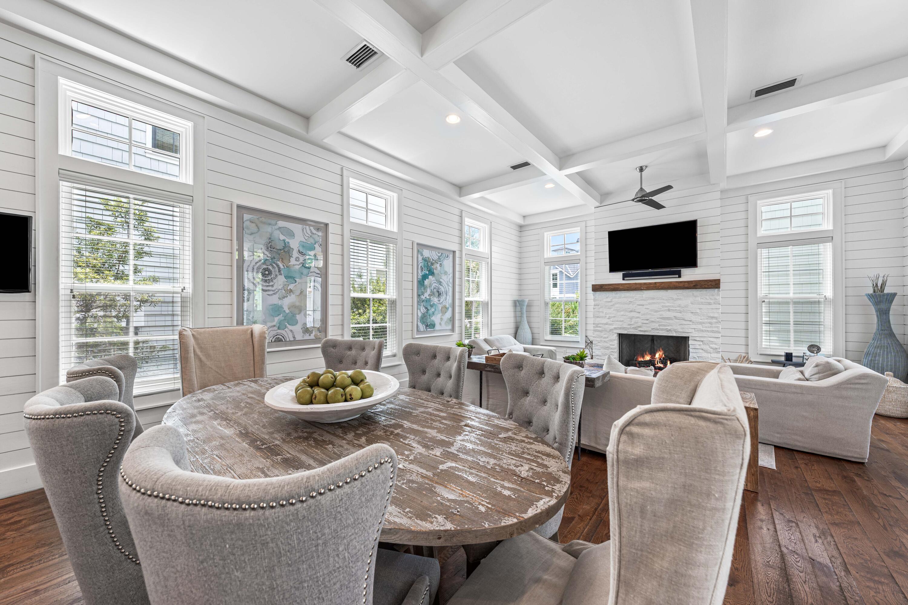 34 North Watch Tower Lane Inlet Beach, FL 32461 - Photo 12 of 90 a living room with furniture a fireplace and a flat screen tv