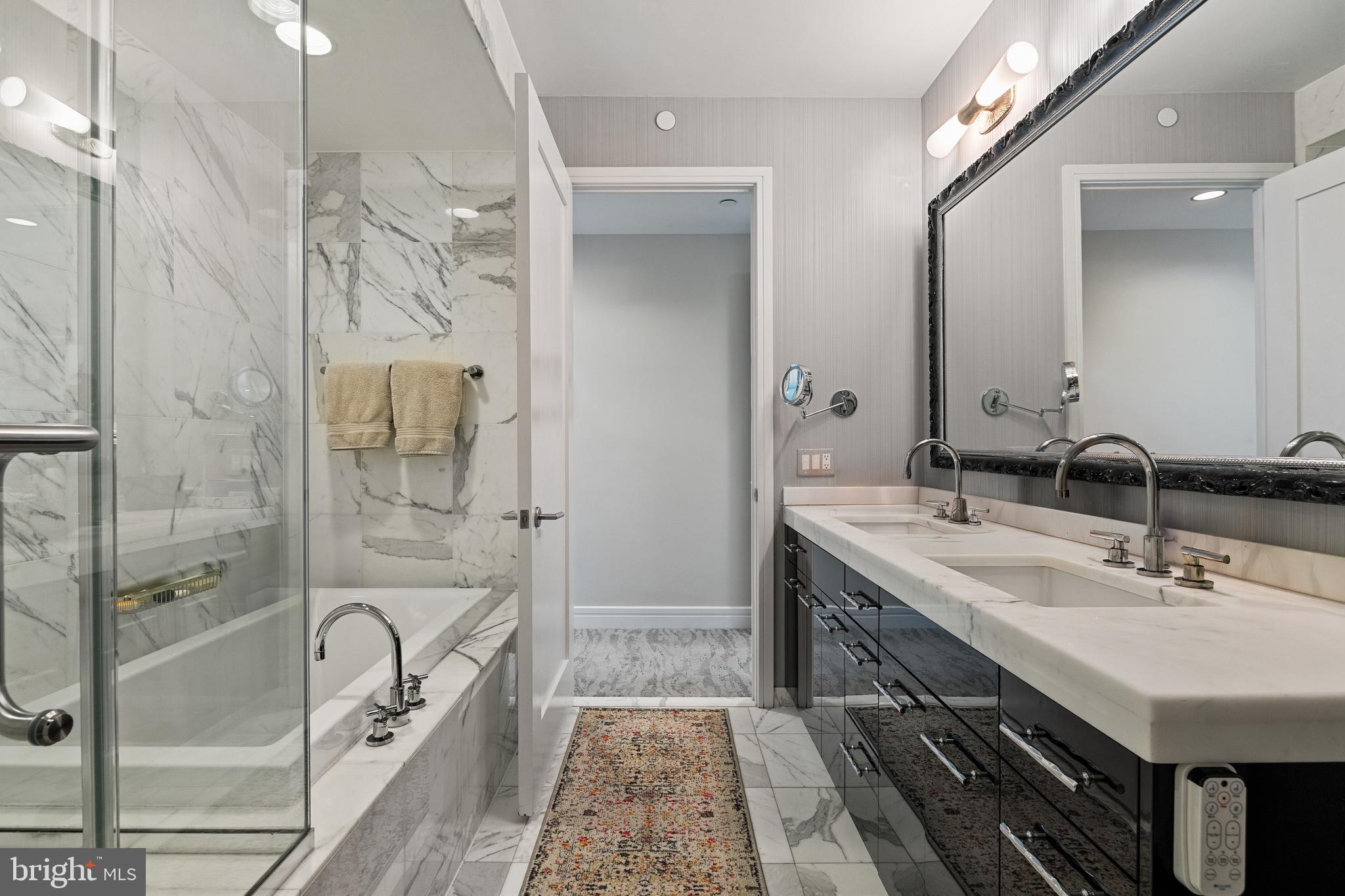 1414 South Penn Square, Unit 22B Philadelphia, PA 19102 - Photo 10 of 37 Carrara Primary Bath with shower & soaking tub