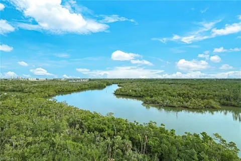 a view of a lake from a yard