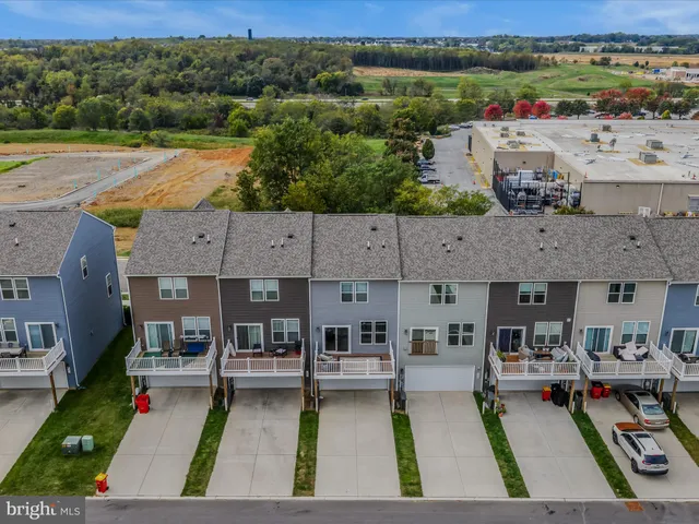 an aerial view of a house with garden