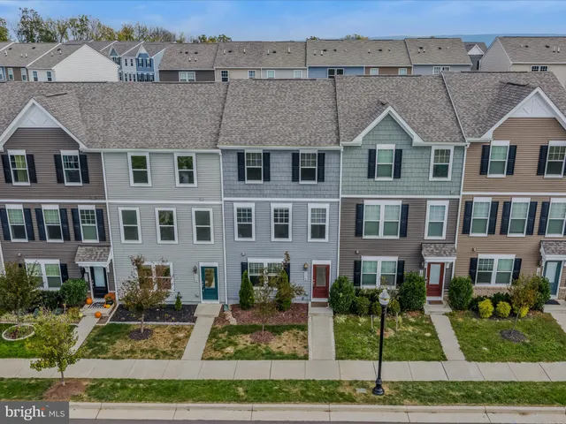 a front view of residential houses