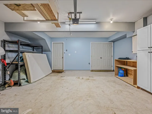 a view of a garage with furniture