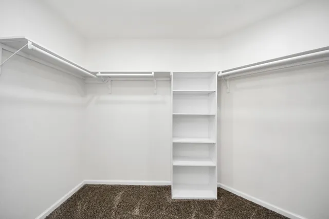 a view of an empty walk in closet