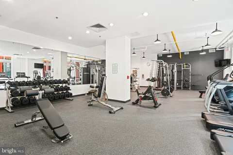 a view of a room with gym equipment