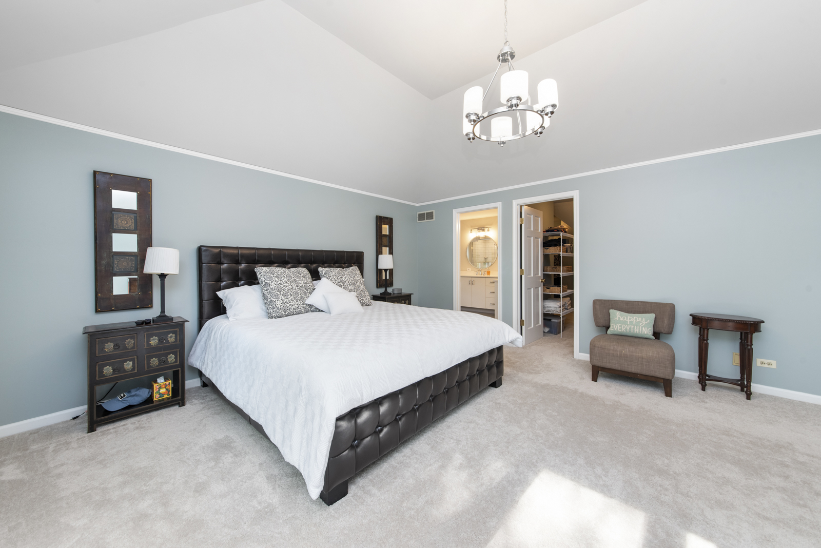 N440 Peter Road Winfield, IL 60190 - Photo 19 of 34 a bedroom with a bed and a chandelier