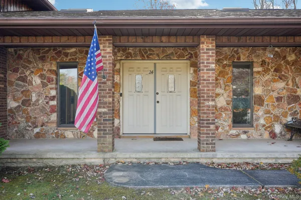 a view of a door with a red gate
