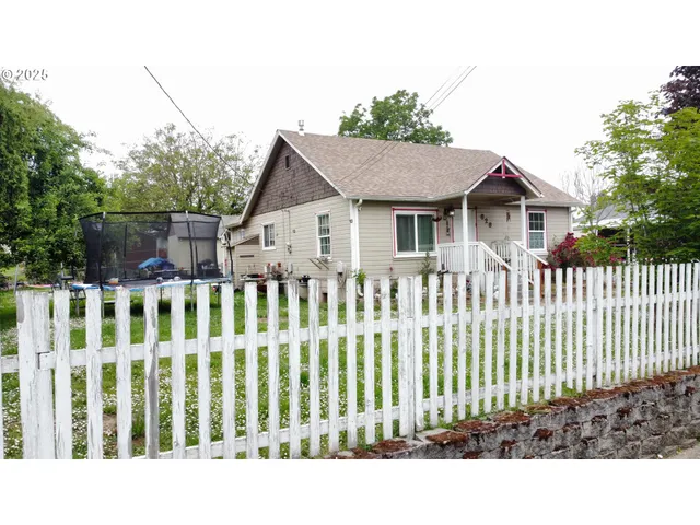 a black and white house with a garden