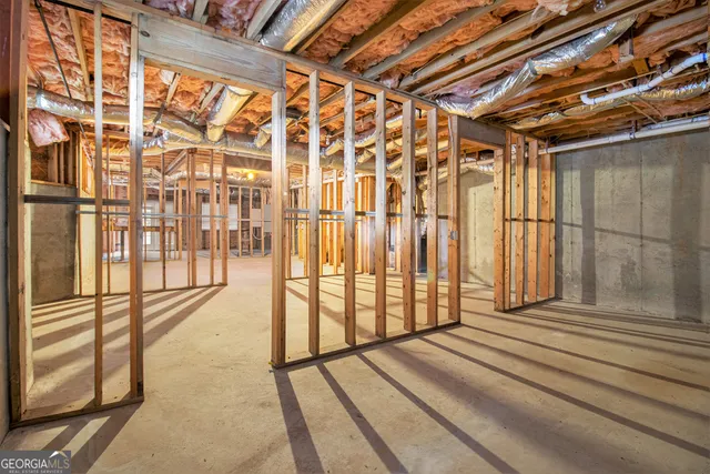a view of a large door with wooden floor