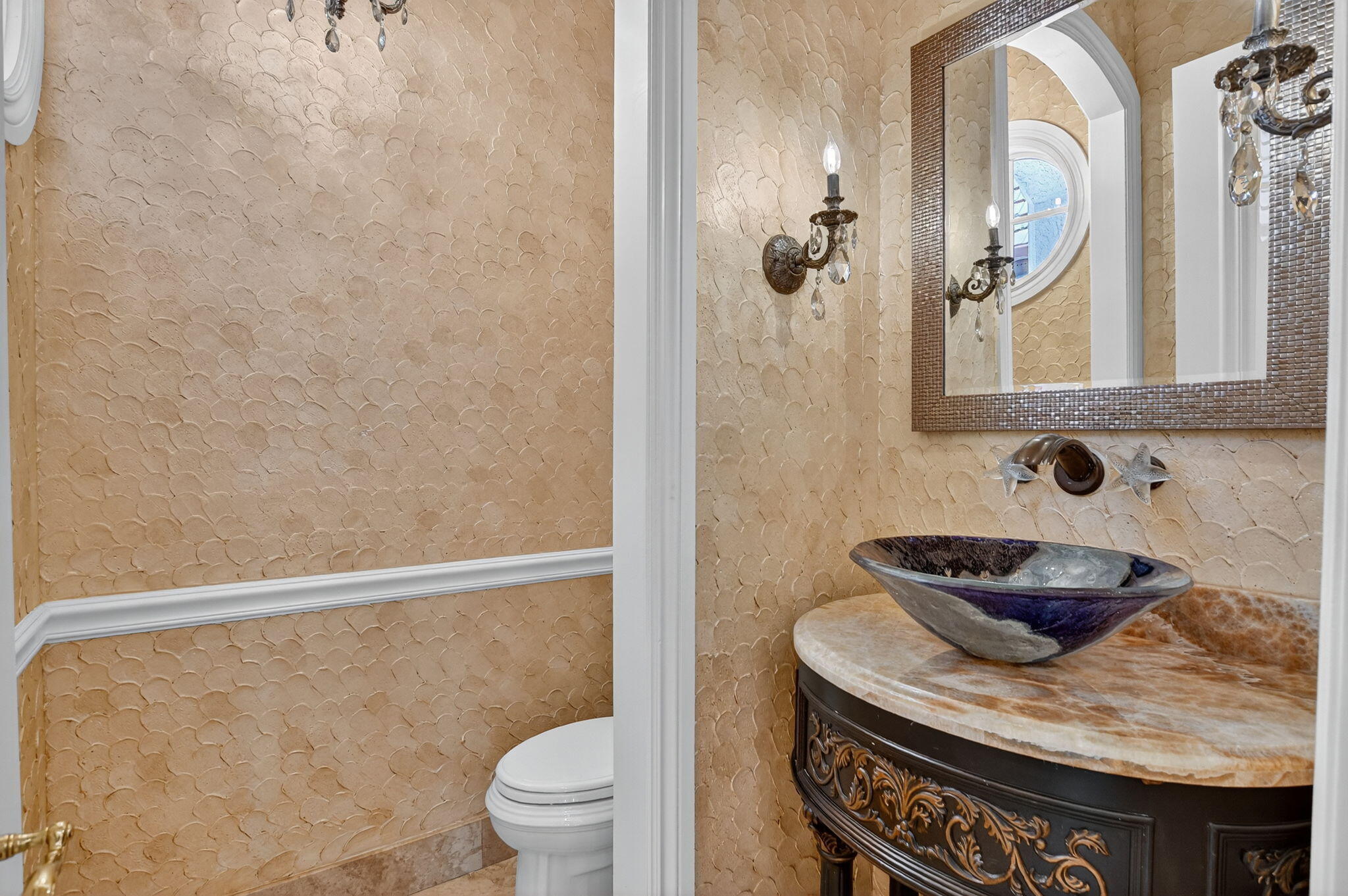 377 East Coconut Palm Road Boca Raton, FL 33432 - Photo 21 of 113 a bathroom with a granite countertop sink a toilet and a mirror