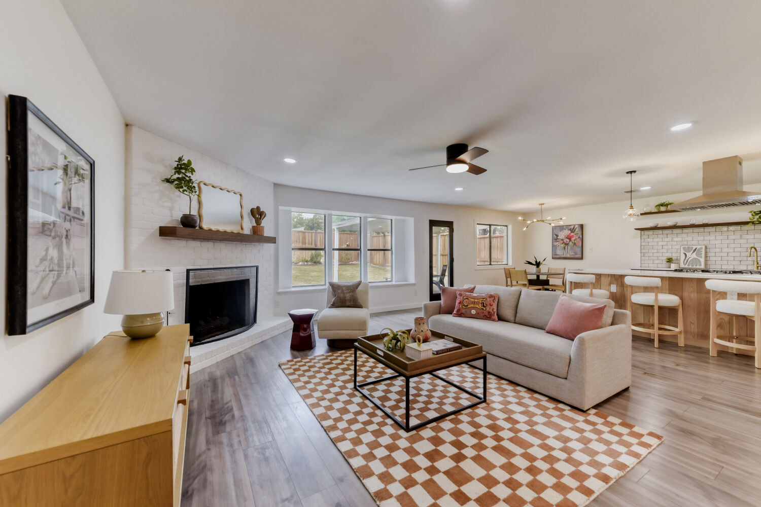 6108 Bridlington Circle Austin, TX 78745 - Photo 3 of 22 a living room with furniture and a fireplace