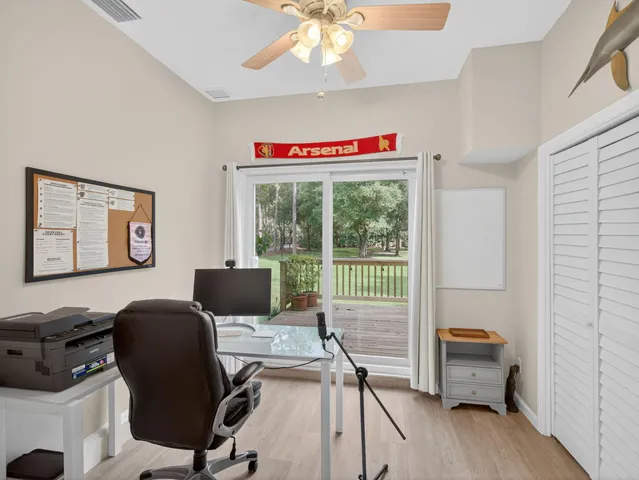 a workspace with a couch