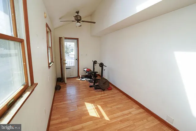 a view of outdoor space with deck and furniture