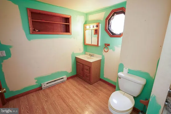 a bathroom with a bathtub