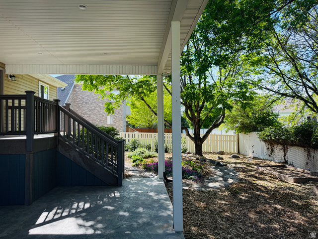 281 Winchester Drive Springville, UT 84663 - Photo 26 of 27 Covered patio featuring a solid ceiling with recessed lighting, a concrete slab foundation, and white support columns