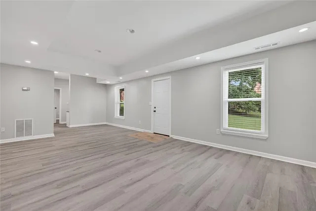a view of wooden cabinets