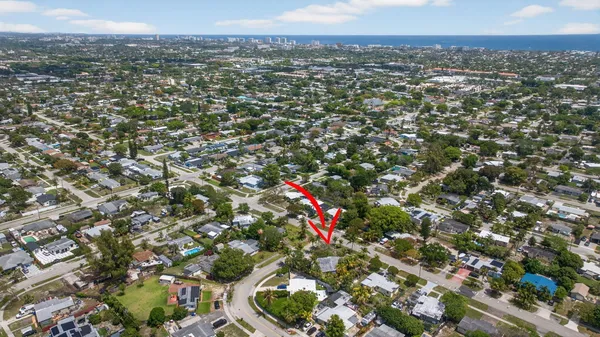 an aerial view of a house